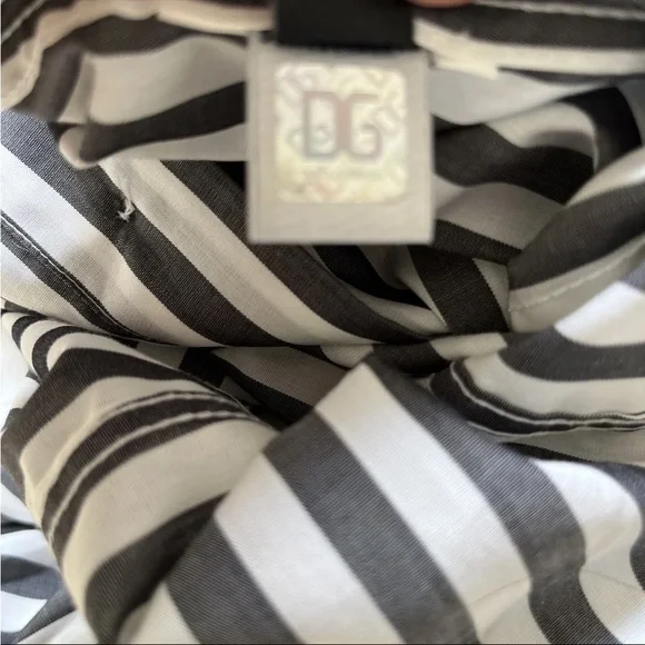 Dolce & Gabbana Button Down Shirt Black Gray Pinstripes Slim Fit Size 48 - Picture 8 of 8